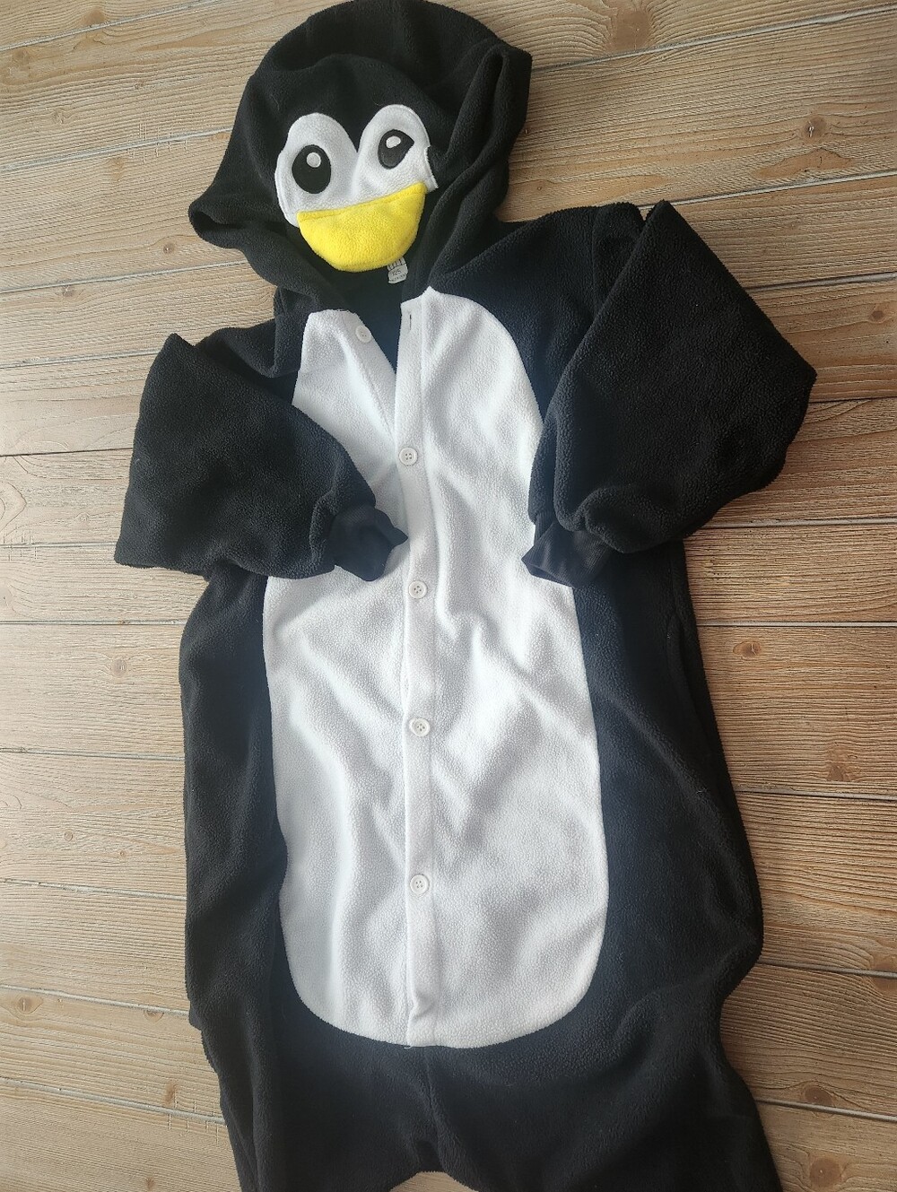 Adult's Black & White Penguin One-Piece Hoodie Costume